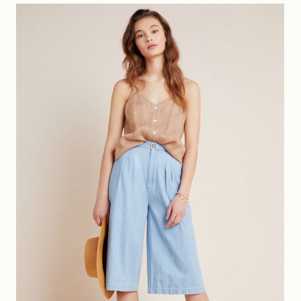 Anthropologie Mina Chambray Culottes NWT size 27